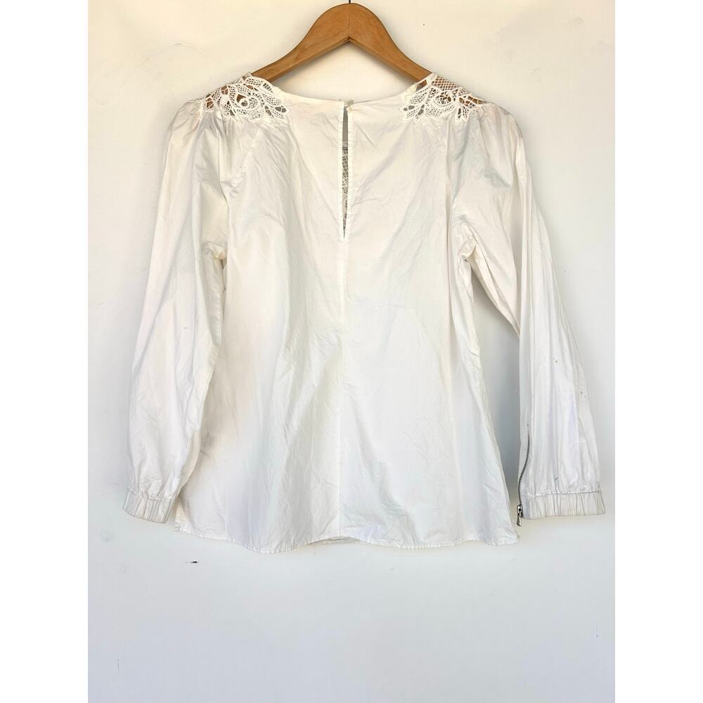 Rebecca Taylor White Eyelet Lace Top Long Sleeve Cotton 2 Romantic Feminine - Picture 4 of 7